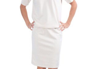 Schnittmuster Suede Waschleder Kleid Tabea Ecru