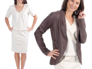 Schnittmuster Suede Waschleder Kleid Tabea Ecru