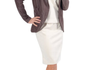 Schnittmuster Suede Waschleder Kleid Tabea Ecru