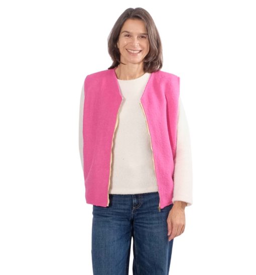 Schnittmuster Weste Nafia Wolle Walk Pink