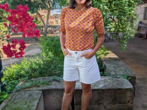 Viskosejersey, Retro Musterung Blumen im Prilblumenstyle – Bild 3