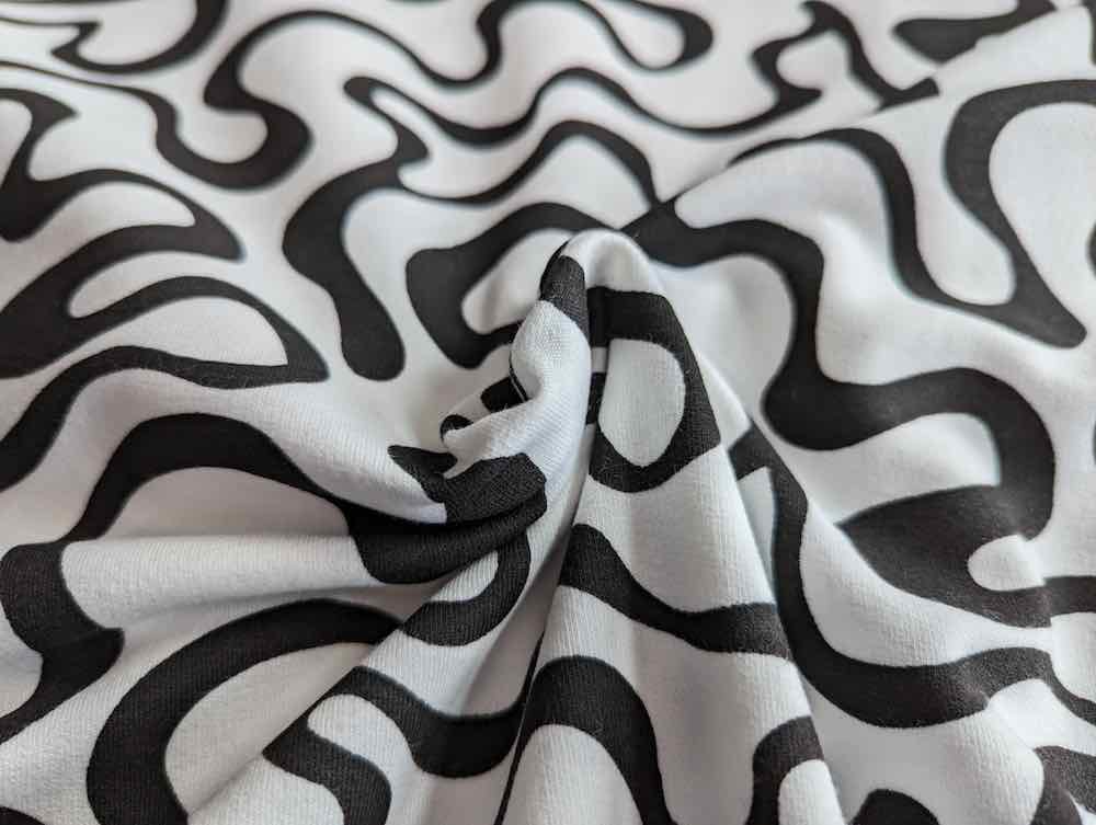 Sweatshirtstoff Linienmusterung Schwarz Weiß – 2