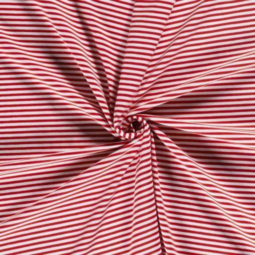 Jersey Streifen rot weiß schmal gestreift - 1