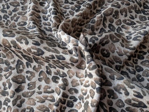 Viskose Satin Leo Beige Schwarz