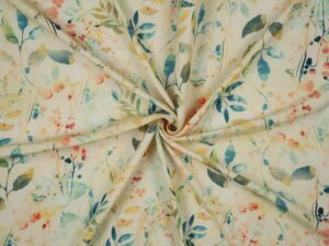 Viskose, Blumen auf Beige / Vanille