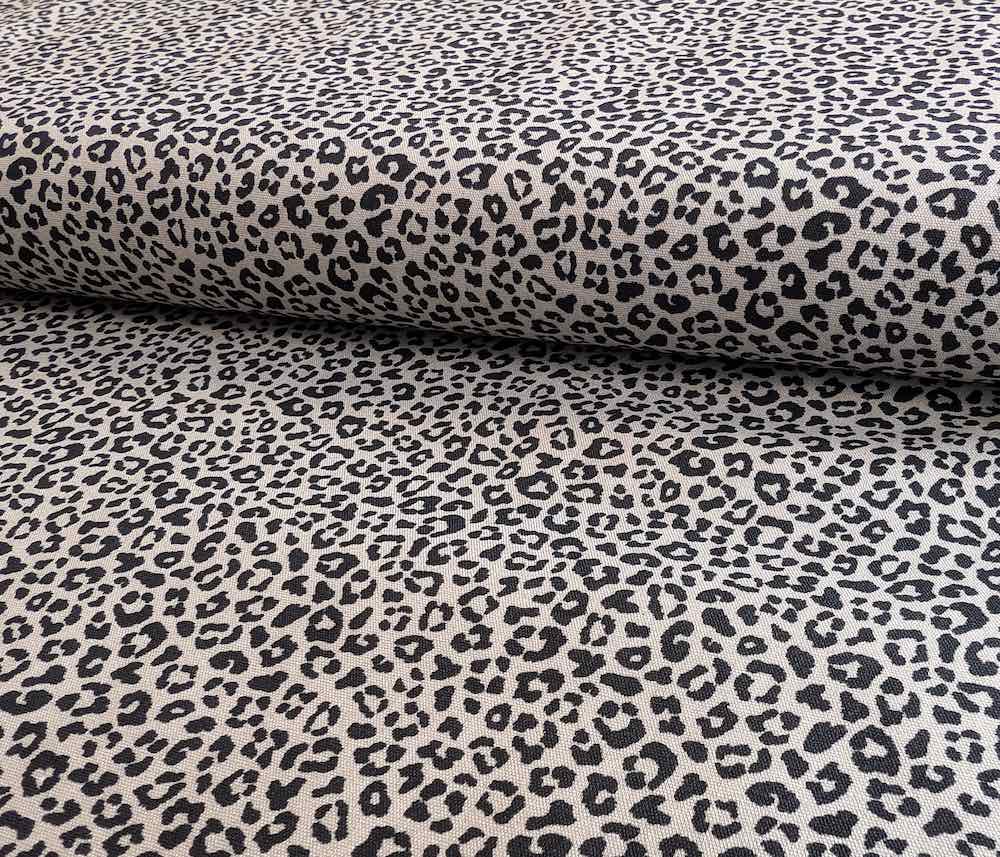 Baumwollstoff, Leo Musterung Beige Schwarz Zierstoff einfach