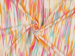Viskose Stoff, Musterung Rosa, Senf auf Beige – Bild 3
