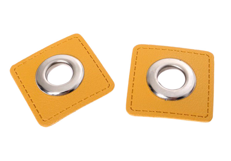 Ösen Patches für Kordeln Lederimitat - Gelb
