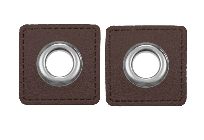 Ösen Patches für Kordeln Lederimitat - Dunkelbraun