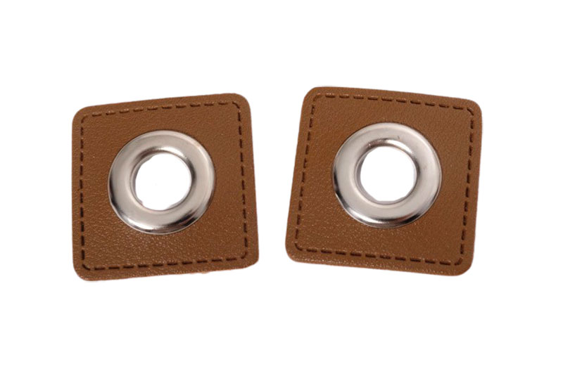 Ösen Patches für Kordeln Lederimitat - Braun