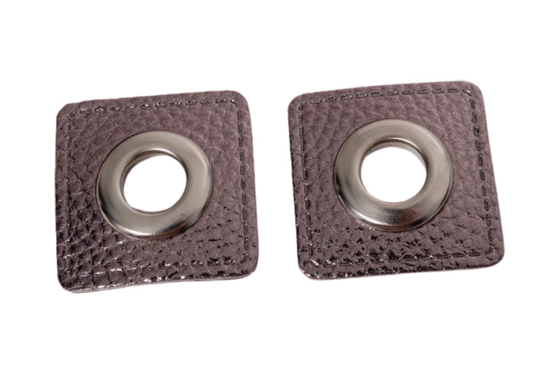 Ösen Patches für Kordeln Lederimitat - Metallic