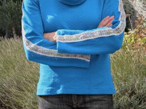 2 Meter Stoffpaket inkl. 1,5 Meter Zierband Sweatshirtstoff bunt (Karin) – Bild 3