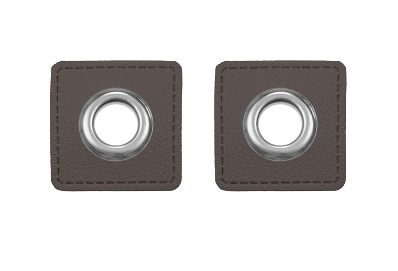 Ösen Patches für Kordeln Lederimitat - Dunkelgrau