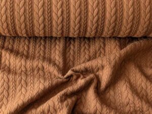 Dehnbarer Strickstoff mit Zopfmuster, Kupfer
