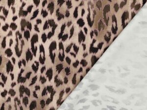 Viskosestretch, Leo Musterung Beige mit Lila – Bild 3