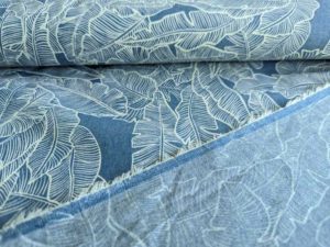 Leichter Blusenstoff Denim Blätter 4271-001 - 1