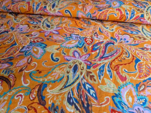 Viskose Crepe bunt - Paisley gelb