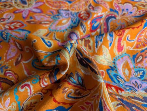 Viskose Crepe bunt - Paisley gelb