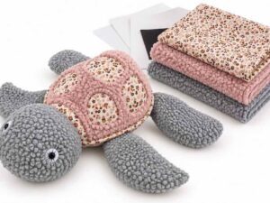 Stoffpaket Schildkröte Romea / Stoff für 2 Kuscheltiere - Grau / Rosa Blumen