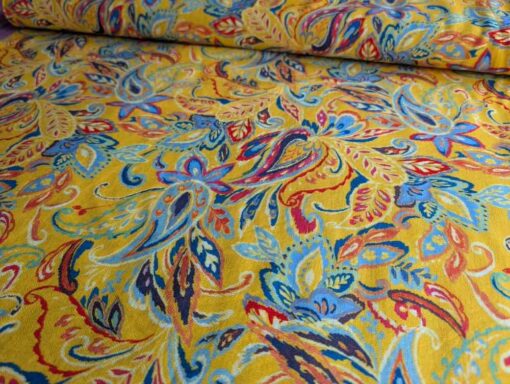 Viskose Crepe bunt - Paisley gelb