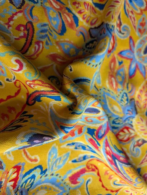 Viskose Crepe bunt - Paisley gelb