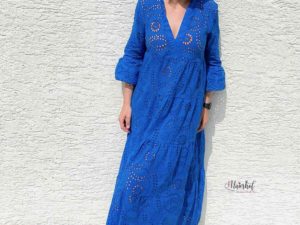 Schnittmuster Kleid Francesca Lochstickerei Royalblau - 1