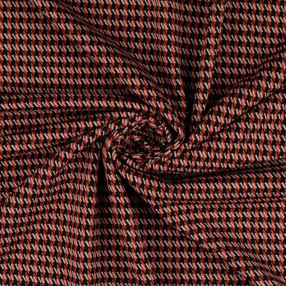 Jacquard Knit Schwarz Rost Hahnentritt Musterung Zierstoff 