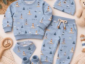 Jersey, maritimes Motiv Hellblau – Bild 3
