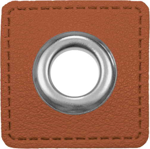 Ösen Patches für Kordeln Lederimitat - Cognac