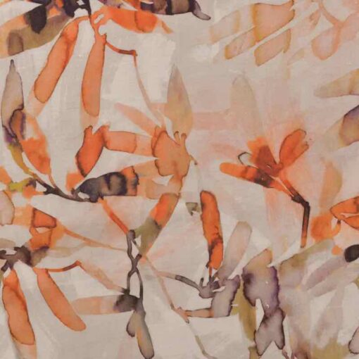 Leinen Cupro Blumen Beige Braun - 1