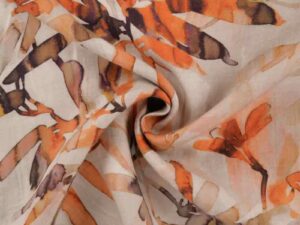 Leinen Cupro Blumen Beige Braun - 1