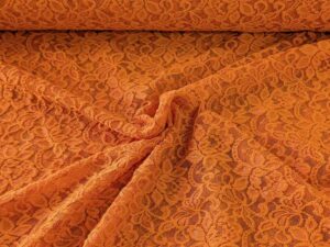 Spitze mit eingewebten Blumen - Orange
