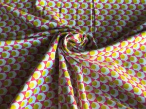 Jersey, Baumwolljersey, Retro Musterung Gelb / Pink
