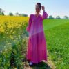 Boho Kleid Musselin Stoff Pink unifarben Francesca nähen – 8