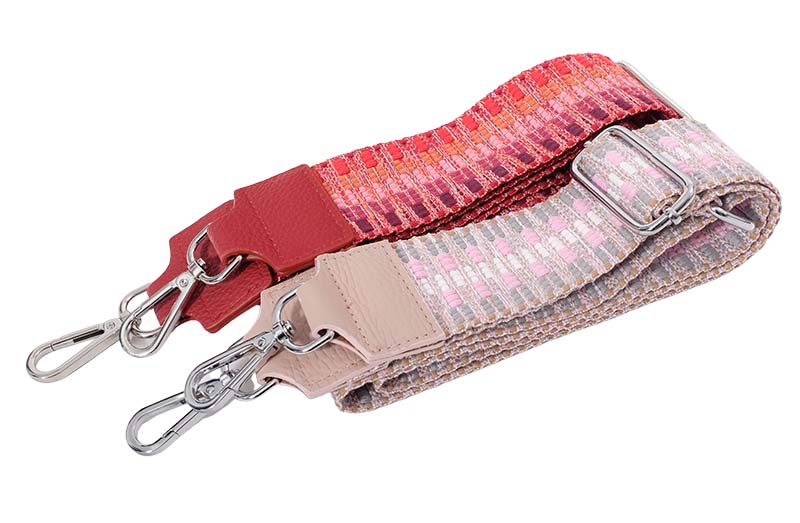 Taschenriemen / Gurtband mit Ethno Musterung Rosa / Rot – 5 cm Breite