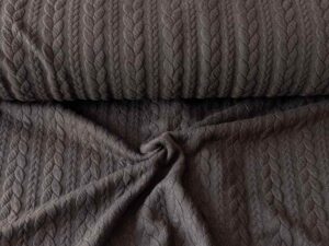 Dehnbarer Strickstoff mit Zopfmuster, Braun
