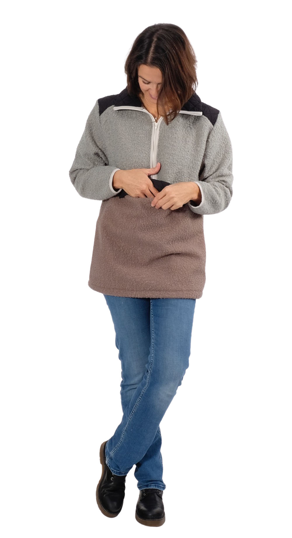 schnittmuster Pullover Reesa Boucle Stoff Troyer