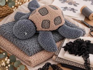 Stoffpaket Schildkröte Romea / Stoff für 2 Kuscheltiere - Leo Braun Grau
