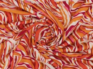 Visksoestoff, Wellenlinien Orange Rosa Senf
