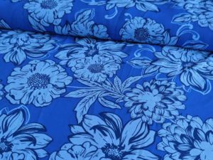 208710-6 Polyester Chiffon Blau Blumen - 1