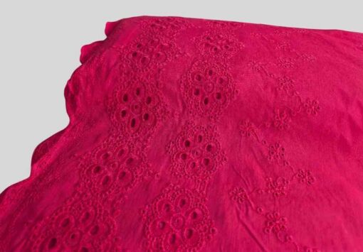 Baumwolle Lochstickerei Pink Himbeere - 1