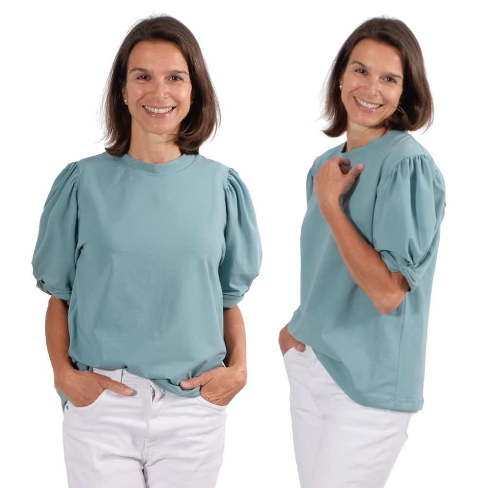 Schnittmuster Shirt Silja Knotenshirt Ärmel mint jersey