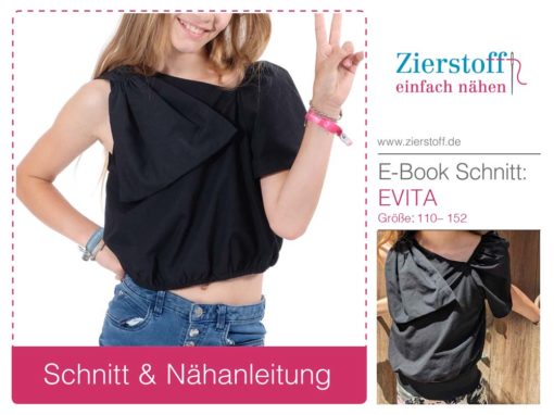 Schnittmuster Shirt Evita Schleife Baumwolle Schwarz