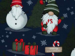 Sweatshirtstoff, Weihnachten, Wichtel auf Marine