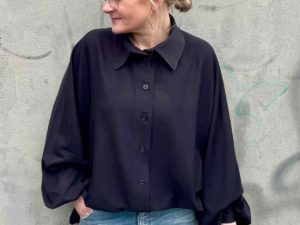 Schnittmuster Bluse Levinia Baumwoll Stretch Schwarz - 1