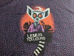 Jersey, Lemur Motiv Lila – 90 x 150 cm