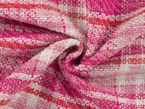 Boucle aus Kunstfaser, für Allergiker – ohne Wolle – Karo Pink