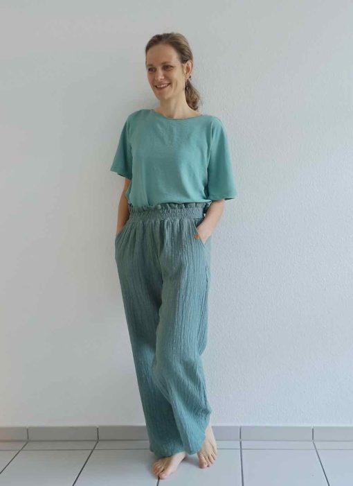 Hose Frieke Musselin Mint Türkis Sommerhose - 1