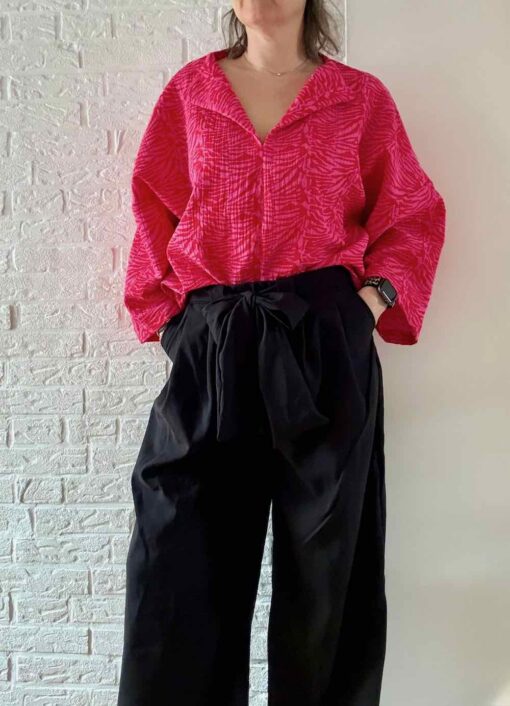 Schnittmuster Nilam Bluse Musselin Pink Rot - 1