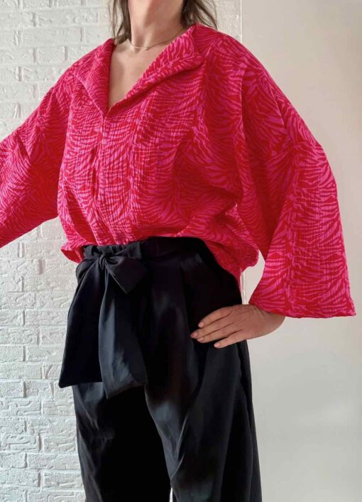 Schnittmuster Nilam Bluse Musselin Pink Rot - 1